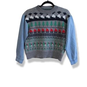 Festive Gray and Blue Women's Sweater